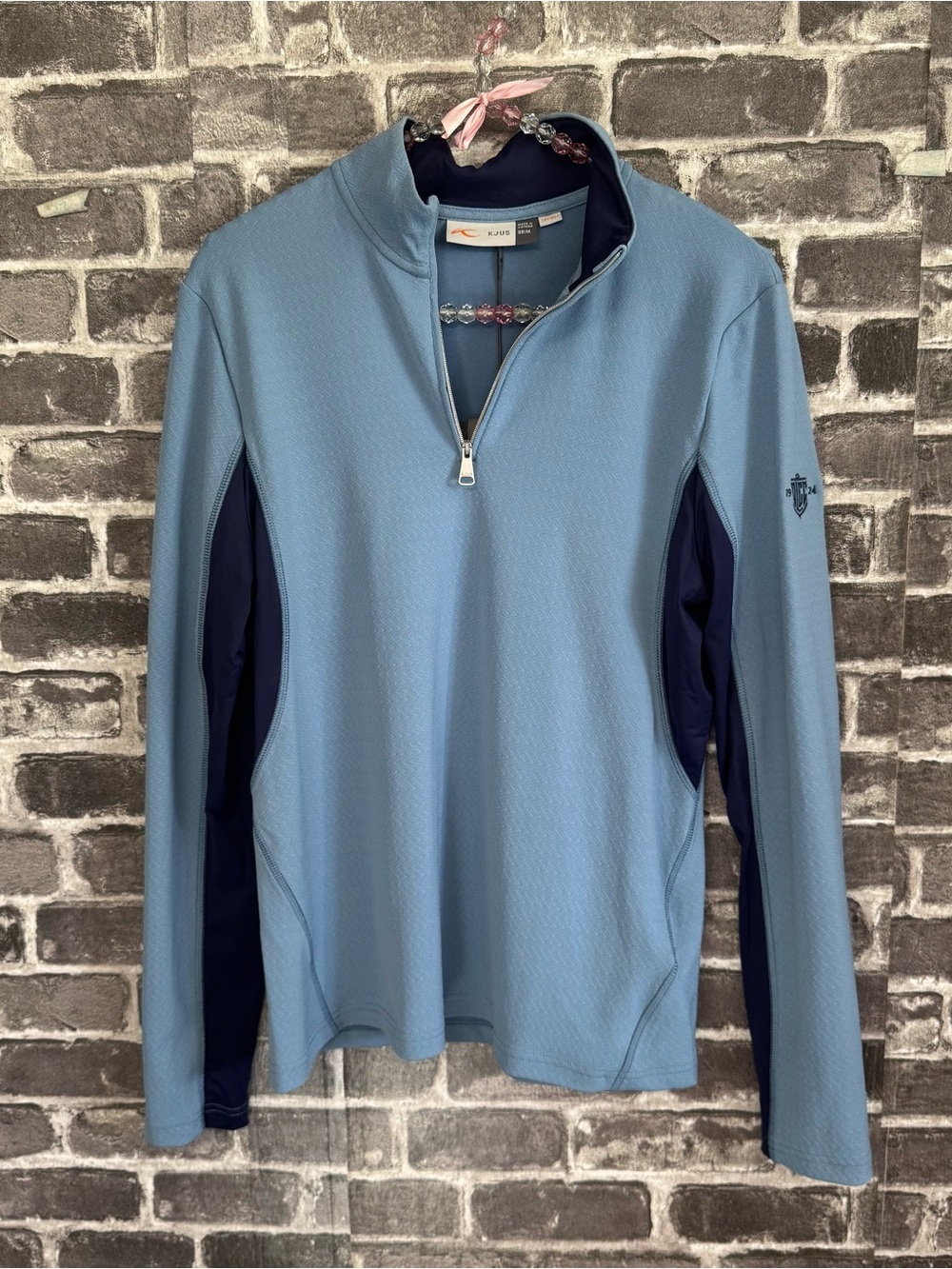 NWT Kjus Avery Midlayer Half-Zip pullover sweater blue UPF 50+